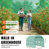 VEVOR Walk-in Tunnel Greenhouse 9.58x6.43x6.23ft Galvanized Frame PE Cover Green - 45-Degree Angle