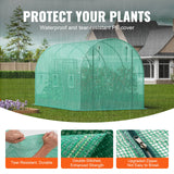 VEVOR Walk-in Tunnel Greenhouse 11.32x6.4x6.3ft Galvanized Frame PE Cover Green - Side View