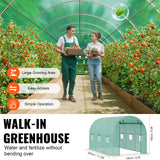 VEVOR Walk-in Tunnel Greenhouse 11.32x6.4x6.3ft Galvanized Frame PE Cover Green - 45-Degree Angle