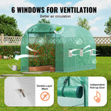 VEVOR Walk-in Tunnel Greenhouse 11.32x6.4x6.3ft Galvanized Frame PE Cover Green - Rear View