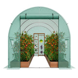 VEVOR Walk-in Tunnel Greenhouse 11.32x6.4x6.3ft Galvanized Frame PE Cover Green - Extra Image