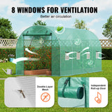 VEVOR Walk-in Tunnel Greenhouse 14.6x6.36x6.3ft Galvanized Frame PE Cover Green - Rear View