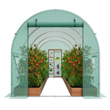 VEVOR Walk-in Tunnel Greenhouse 14.6x6.36x6.3ft Galvanized Frame PE Cover Green - Extra Image