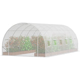Walk-in Tunnel Greenhouse, 19.4x9.7x6.5 ft Hoop House Greenhouse Tunnel, Plant Hot House with Galvanized Steel Frame, White PE Cover, Roll-up Zipper Door and 12 Windows for Outdoor