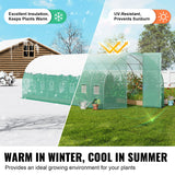 Walk-in Tunnel Greenhouse 27.38x9.5x7.38ft Galvanized Frame PE Cover Green