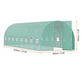 Walk-in Tunnel Greenhouse 27.38x9.5x7.38ft Galvanized Frame PE Cover Green - Low Angle