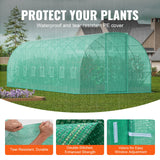 VEVOR Walk-in Tunnel Greenhouse 27.38x9.5x7.38ft Galvanized Frame PE Cover Green - Side View