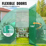 VEVOR Walk-in Tunnel Greenhouse 27.38x9.5x7.38ft Galvanized Frame PE Cover Green - 45-Degree Angle