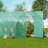 Walk-in Tunnel Greenhouse 27.38x9.5x7.38ft Galvanized Frame PE Cover Green