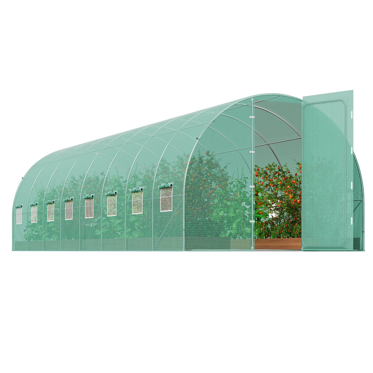 VEVOR Walk-in Tunnel Greenhouse 27.38x9.5x7.38ft Galvanized Frame PE Cover Green