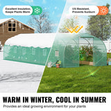 Walk-in Tunnel Greenhouse, 29.5x9.8x6.6 ft Hoop House Greenhouse Tunnel, Peaked Roof Plant Hot House with Galvanized Steel Frame, Green PE Cover, Roll-up Zipper Door and 12 Windows for Outdoor - Top-Down View