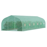 Walk-in Tunnel Greenhouse, 29.5x9.8x6.6 ft Hoop House Greenhouse Tunnel, Peaked Roof Plant Hot House with Galvanized Steel Frame, Green PE Cover, Roll-up Zipper Door and 12 Windows for Outdoor - Extra Image