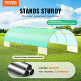 VEVOR Walk-in Tunnel Greenhouse 29.2x9.7x6.5ft Galvanized Frame PE Cover Green - Front View