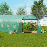 VEVOR Walk-in Tunnel Greenhouse 29.2x9.7x6.5ft Galvanized Frame PE Cover Green - Low Angle