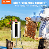VEVOR Manual Honey Extractor, 2/4 Frames Honey Spinner Extractor, Stainless Steel Beekeeping Extraction, Honeycomb Drum Spinner with Lid, Apiary Centrifuge Equipment with Height Adjustable Stand - Front View