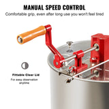 VEVOR Manual Honey Extractor, 2/4 Frames Honey Spinner Extractor, Stainless Steel Beekeeping Extraction, Honeycomb Drum Spinner with Lid, Apiary Centrifuge Equipment with Height Adjustable Stand - Rear View