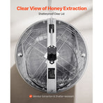 Honey Extractor, 4/8 Frame Manual Honey Spinner with Transparent Lid, Stainless Steel Honeycomb Drum Spinner with Height Adjustable Stand, Honeycomb Extraction Equipment for Beekeeping