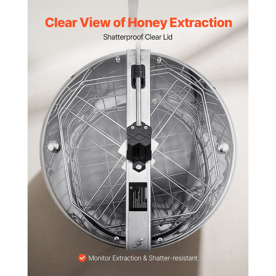 Honey Extractor, 4/8 Frame Manual Honey Spinner with Transparent Lid, Stainless Steel Honeycomb Drum Spinner with Height Adjustable Stand, Honeycomb Extraction Equipment for Beekeeping
