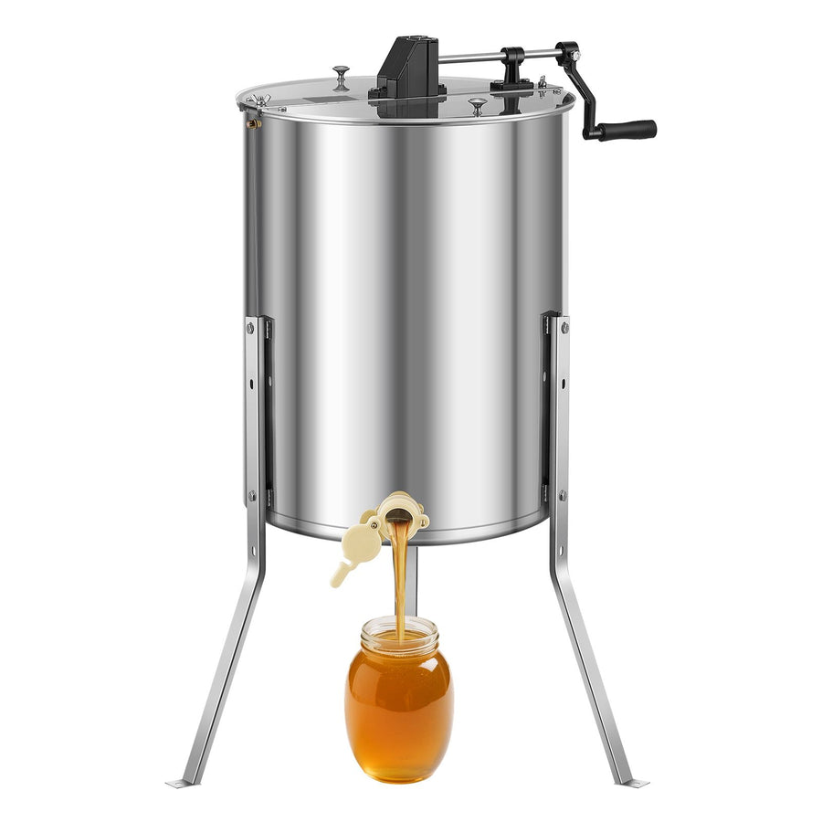 Honey Extractor, 4/8 Frame Manual Honey Spinner with Transparent Lid, Stainless Steel Honeycomb Drum Spinner with Height Adjustable Stand, Honeycomb Extraction Equipment for Beekeeping