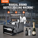 VEVOR Manual Round Labeling Machine, 15-20pcs/min, Bottle Label Applicator for Round Bottles, Adjustable Manual Round Bottle Labeler Suitable for Round Bottle Diameter 20-120 mm (with Pressing Bar) - Front View