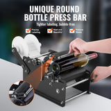 VEVOR Manual Round Labeling Machine, 15-20pcs/min, Bottle Label Applicator for Round Bottles, Adjustable Manual Round Bottle Labeler Suitable for Round Bottle Diameter 20-120 mm (with Pressing Bar) - Side View