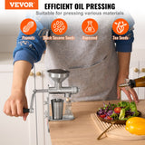 VEVOR Manual Oil Press Machine, Stainless Steel Oil Extractor Machine, Detachable Oil Presser for Effortless Cleaning, Household Oil Expeller for Pressing Peanuts, Sesame Seeds, Rapeseed, Tea Seeds - Front View