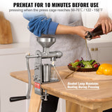VEVOR Manual Oil Press Machine, Stainless Steel Oil Extractor Machine, Detachable Oil Presser for Effortless Cleaning, Household Oil Expeller for Pressing Peanuts, Sesame Seeds, Rapeseed, Tea Seeds - Side View
