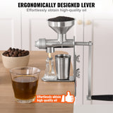 VEVOR Manual Oil Press Machine, Stainless Steel Oil Extractor Machine, Detachable Oil Presser for Effortless Cleaning, Household Oil Expeller for