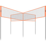 VEVOR 4-Way Volleyball Net, Adjustable Height Badminton Net Set for Backyard Beach Lawn, Outdoor Portable Volleyball Net with Carrying Bag, 4 Square Quick Assemble Game Set For Kids And Adults