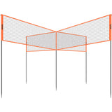 VEVOR 4-Way Volleyball Net, Adjustable Height Badminton Net Set for Backyard Beach Lawn, Outdoor Portable Volleyball Net with Carrying Bag, 4 Square Quick Assemble Game Set For Kids And Adults