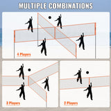 VEVOR 4-Way Volleyball Net, Adjustable Height Badminton Net Set for Backyard Beach Lawn, Outdoor Portable Volleyball Net with Carrying Bag, 4 Square Quick Assemble Game Set For Kids And Adults - Side View