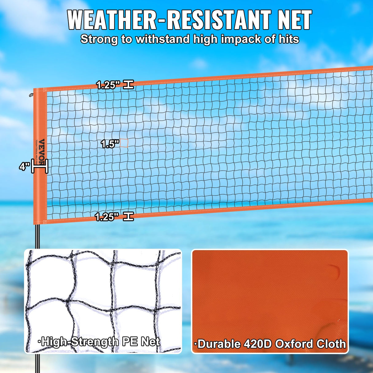 VEVOR 4-Way Volleyball Net, Adjustable Height Badminton Net Set for Backyard Beach Lawn, Outdoor Portable Volleyball Net with Carrying Bag, 4 Square Quick Assemble Game Set For Kids And Adults