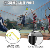 VEVOR 4-Way Volleyball Net, Adjustable Height Badminton Net Set for Backyard Beach Lawn, Outdoor Portable Volleyball Net with Carrying Bag, 4 Square Quick Assemble Game Set For Kids And Adults - 45-Degree Angle