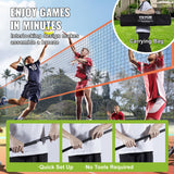 VEVOR 4-Way Volleyball Net, Adjustable Height Badminton Net Set for Backyard Beach Lawn, Outdoor Portable Volleyball Net with Carrying Bag, 4 Square Quick Assemble Game Set For Kids And Adults - Rear View