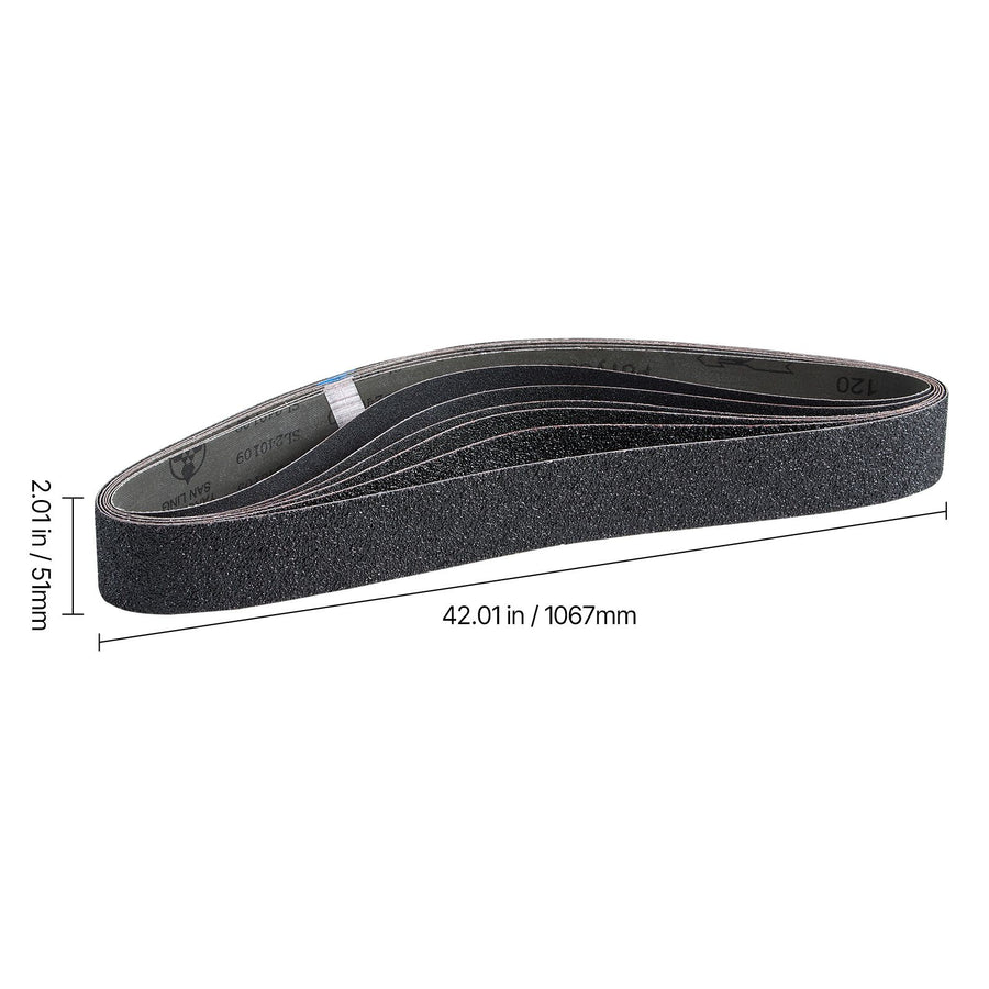 Sanding Belts, 50mm x 1066mm Belt Sander Sanding Belts, 6 PCS (Each of 36 40 60 80 100 120 Assorted Grits) Silicon Carbide for Knife Sharpening, Metalworking, Composites, Plastic Finishing