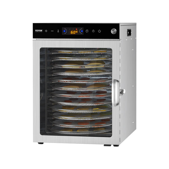 VEVOR 12 Trays Rotary Food Dehydrator Machine Stainless Steel 800W Fruit Drying