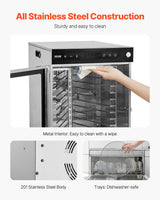VEVOR 12 Trays Rotary Food Dehydrator Machine Stainless Steel 800W Fruit Drying