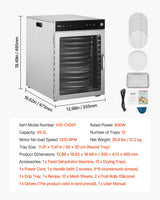 VEVOR 12 Trays Rotary Food Dehydrator Machine Stainless Steel 800W Fruit Drying