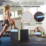 VEVOR 3 in 1 Plyometric Jump Box, 16/14/12 Inch Cotton Plyo Box, Platform & Jumping Agility Box, Anti-Slip Fitness Exercise Step Up Box for Home Gym Training, Conditioning Strength Training, Black - Top-Down View