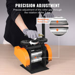 Rolling Mill, 1.77"/45 mm Jewelry Rolling Mill Machine, 1: 2.4 Gear Ratio, 3-in-1 Multi-function Rolling Mill, 0-6 mm Press Thickness for Metal Jewelry Making Sheet Square Wire Semicircle