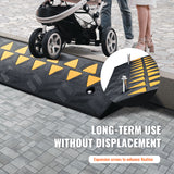 VEVOR Rubber Curb Ramp 9.4 cm Rise Height Sidewalk Curb Ramp, 25 cm Width 100 cm Length Driveway Ramp for Curb, 15T Heavy Duty Rubber Ramp for Forklifts, Trucks, Buses, Cars, Wheelchairs, Bikes - Rear View