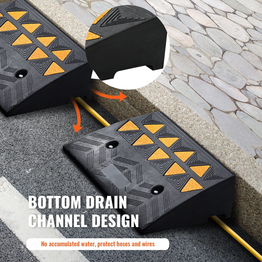 Rubber Curb Ramp 2 Pack, 12.7 cm Rise Height Heavy-Duty 15 tons Load Capacity Threshold Ramps, Driveway Ramps with Stable Grid Structure for Cars, Wheelchairs, Bikes, Motorcycles