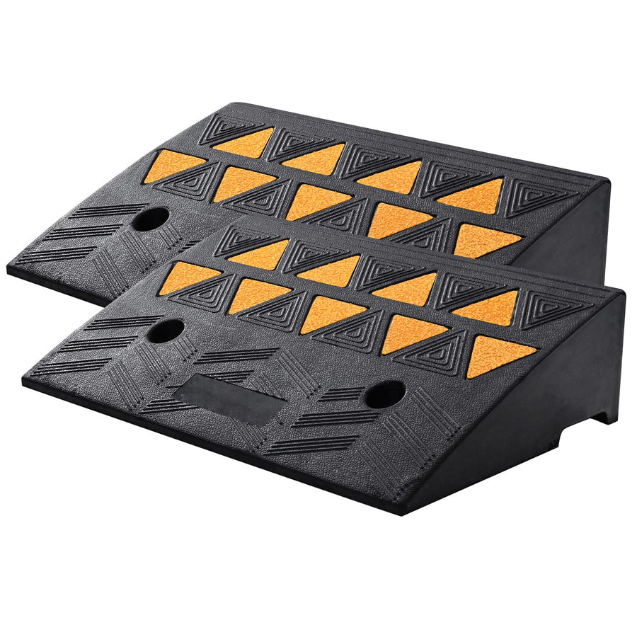 Rubber Curb Ramp 2 Pack, 12.7 cm Rise Height Heavy-Duty 15 tons Load Capacity Threshold Ramps, Driveway Ramps with Stable Grid Structure for Cars, Wheelchairs, Bikes, Motorcycles