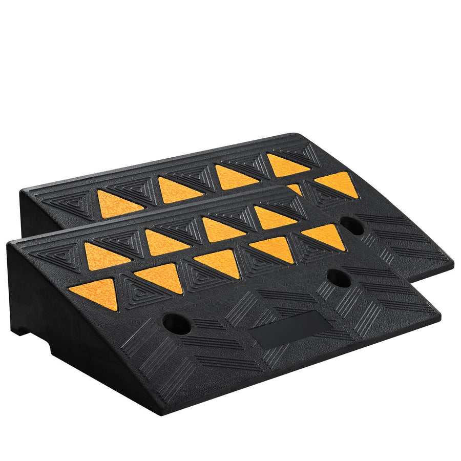 Rubber Curb Ramp 2 Pack, 12.7 cm Rise Height Heavy-Duty 15 tons Load Capacity Threshold Ramps, Driveway Ramps with Stable Grid Structure for Cars, Wheelchairs, Bikes, Motorcycles