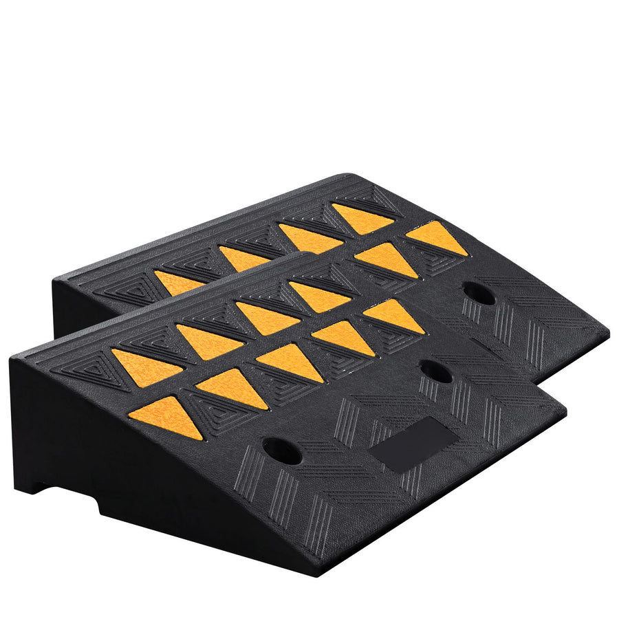 Rubber Curb Ramp 2 Pack, 12.7 cm Rise Height Heavy-Duty 15 tons Load Capacity Threshold Ramps, Driveway Ramps with Stable Grid Structure for Cars, Wheelchairs, Bikes, Motorcycles