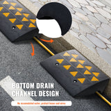VEVOR Rubber Curb Ramp 2 Pack, 15.2 cm Rise Height Heavy-Duty 15 tons Load Capacity Threshold Ramps, Driveway Ramps with Stable Grid Structure for Cars, Wheelchairs, Bikes, Motorcycles - 45-Degree Angle