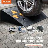 VEVOR Rubber Curb Ramp 2 Pack, 11 cm Rise Height Heavy-Duty 15 tons Load Capacity Threshold Ramps, Driveway Ramps with Stable Grid Structure for Cars, Wheelchairs, Bikes, Motorcycles - Front View