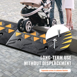 VEVOR Rubber Curb Ramp 2 Pack, 11 cm Rise Height Heavy-Duty 15 tons Load Capacity Threshold Ramps, Driveway Ramps with Stable Grid Structure for Cars, Wheelchairs, Bikes, Motorcycles - Rear View