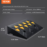 VEVOR Rubber Curb Ramp 2 Pack, 11 cm Rise Height Heavy-Duty 15 tons Load Capacity Threshold Ramps, Driveway Ramps with Stable Grid Structure for Cars, Wheelchairs, Bikes, Motorcycles - Close-Up Angle