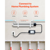 UV Water Purifier, 12W 1GPM, 220V Versatile Ultraviolet Water Purifier Filter with Stainless Steel Housing, Whole House UV Water Filter with Quartz Sleeve Fit for Shower/Drinking/Cleaning